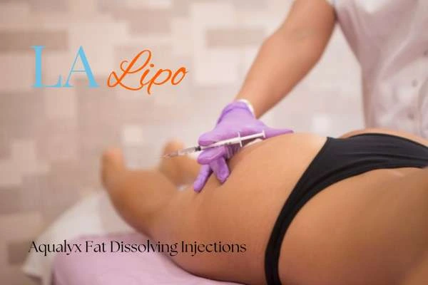 Woman having fat dissolving injections Greater London (Croydon) on thighs