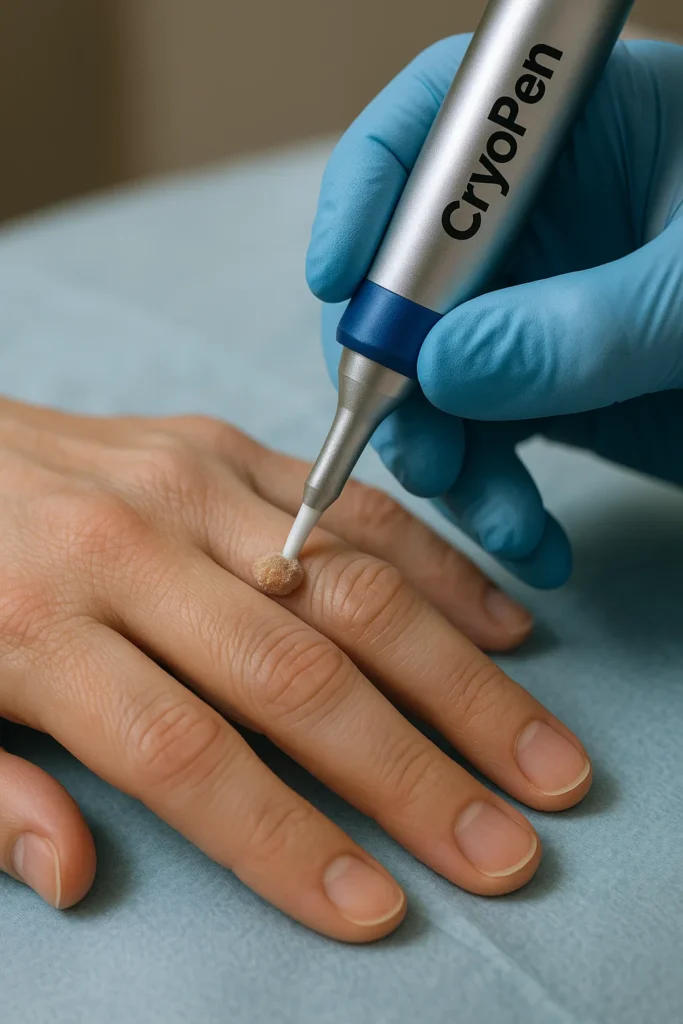 example of cryopen wart removal Greater London (Croydon) treatment on a persons finger