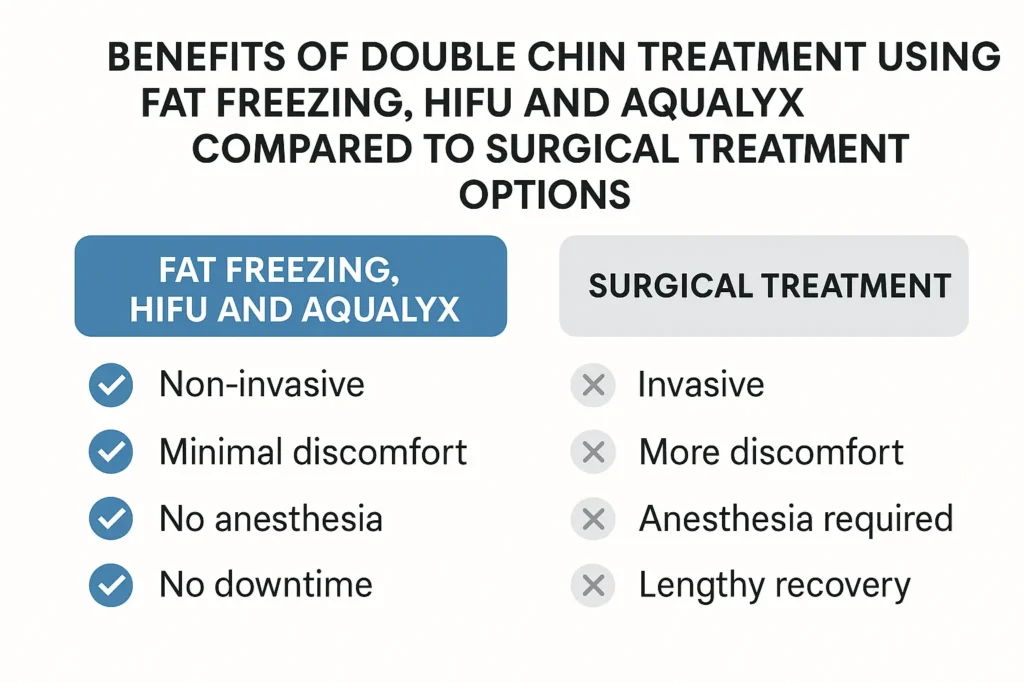Graphic about the benefits of double chin treatment Greater London (Croydon) - from LA LIPO