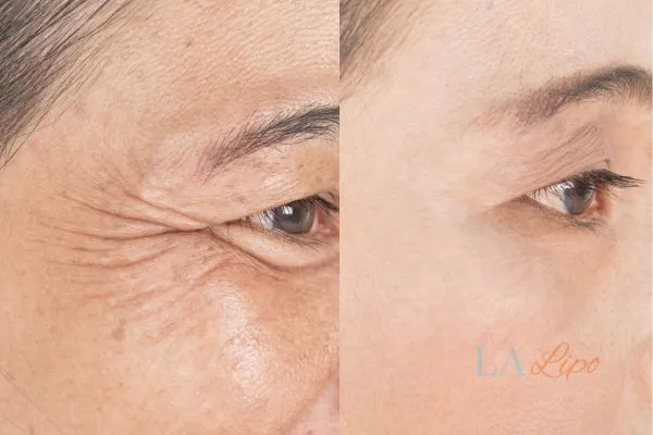 Before and after results of woman - HI-fu wrinkles reduction treatment Greater London (Croydon)