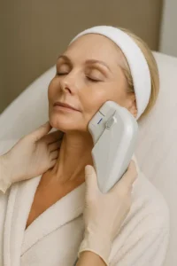 Woman receiving HIFU non surgical facelift treatment Greater London (Croydon)