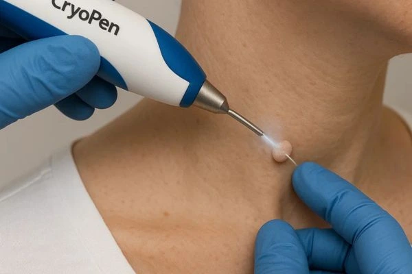 Person receiving cryotherapy Greater London (Croydon) for skin tag removal